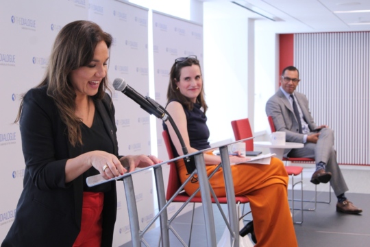 Photo of Gloria de la Fuente, Dr. Rebecca Bill Chavez, and Carl Meacham