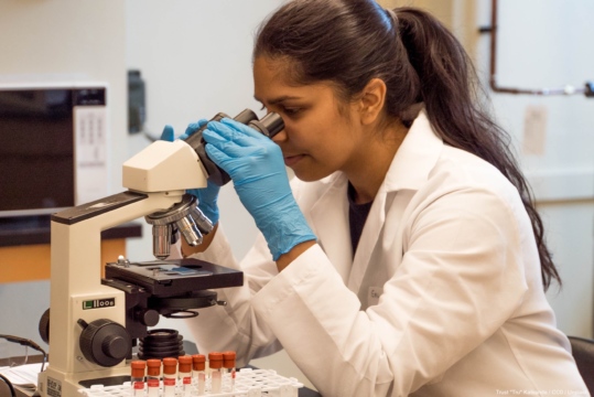 Photo of women in tech at a lab